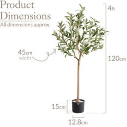 Christow Artificial Olive Tree Realistic Leaves Olives Indoor Outdoor 4Ft - thumbnail 7