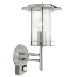 Ip44 Outdoor Wall Light Stainless Steel Modern Lantern Glass Round Pir Outdoor - thumbnail 1