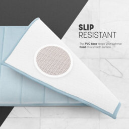 Keplin 50X60Cm Memory Foam Bath Mat Ultra Soft, Highly Absorbent, Non Slip, Machine Washable, Light Blue - thumbnail 5