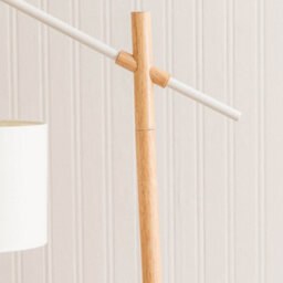 Valuelights Adrianna Wooden Hanging Table Lamp With White Drum Lamp Shade - thumbnail 4
