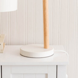 Valuelights Adrianna Wooden Hanging Table Lamp With White Drum Lamp Shade - thumbnail 5
