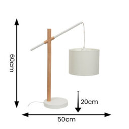 Valuelights Adrianna Wooden Hanging Table Lamp With White Drum Lamp Shade - thumbnail 3