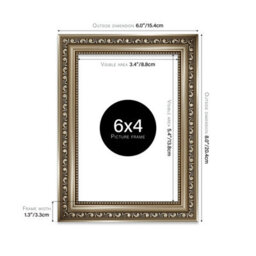 6X4 Gunmetal  Ornate Picture Frame (15.2 X 10.2Cm) Poster, Photo, Artwork, Gallery Wall Or Print - thumbnail 2