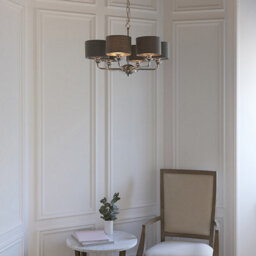Luminosa Lighting Luminosa Highclere Pendant Light Bright Nickel Plate, Charcoal Fabric Multi Arm Shade - thumbnail 2