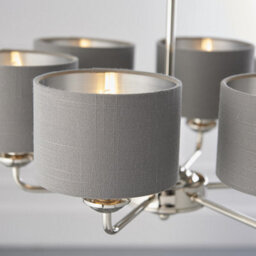 Luminosa Lighting Luminosa Highclere Pendant Light Bright Nickel Plate, Charcoal Fabric Multi Arm Shade - thumbnail 5