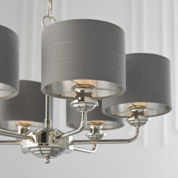 Luminosa Lighting Luminosa Highclere Pendant Light Bright Nickel Plate, Charcoal Fabric Multi Arm Shade - thumbnail 4