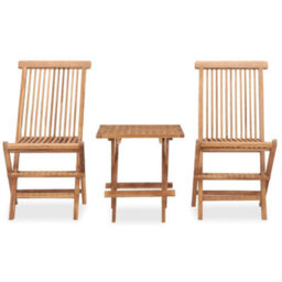 Walplus 3 Piece Folding Outdoor Dining Set Solid Teak Wood - thumbnail 2