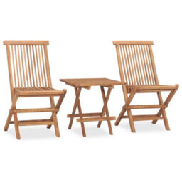 Walplus 3 Piece Folding Outdoor Dining Set Solid Teak Wood - thumbnail 1