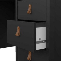 Wyld Haus Wildberry Matt Black Wooden Desk 3 Drawers Leather Handles - thumbnail 9