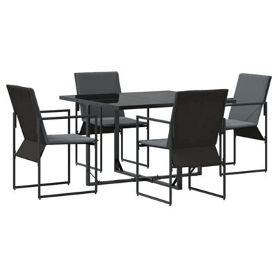 Berkfield Modern Garden Dining Set 5 Pcs Black Steel