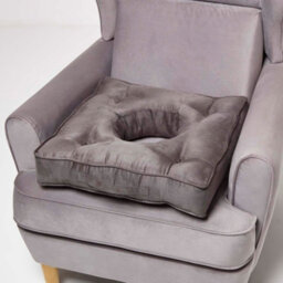 Homescapes Grey Faux Suede Coccyx Cushion - thumbnail 1