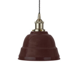 Burgundy Red Lincoln Painted Dome Pendant Light With Brushed Chrome Lamp Holder And Grey Twisted Cable - Se Home