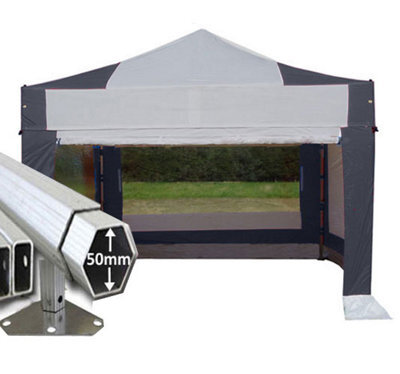 Crocodile Trading 3M X 3M Extreme 50 Commercial Instant Shelter Pop Up Gazebos Frame, Canopy & Sides - Black/silver - image 1