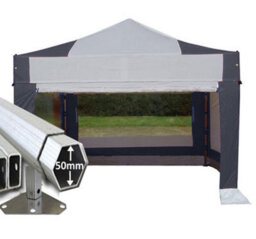 Crocodile Trading 3M X 3M Extreme 50 Commercial Instant Shelter Pop Up Gazebos Frame, Canopy & Sides - Black/silver - thumbnail 1