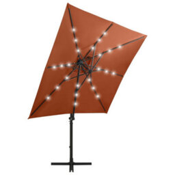 Berkfield Cantilever Umbrella With Pole And Led Lights Terracotta 250 Cm - thumbnail 3