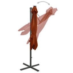 Berkfield Cantilever Umbrella With Pole And Led Lights Terracotta 250 Cm - thumbnail 7