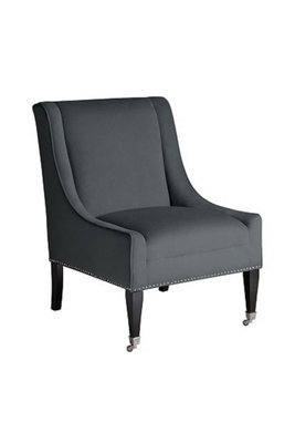 My Furniture Lauren Lounge Chair Smoke - Velvet, Deep Foam, No-Sag Springs, Chrome Studs - image 1