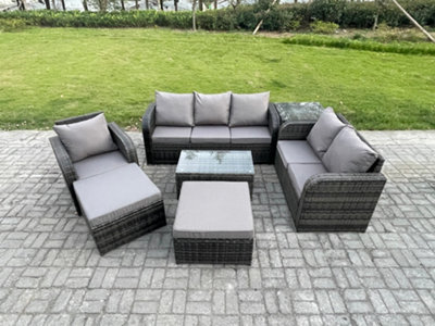 Fimous Outdoor Garden Furniture Sets 7 Pieces Wicker Rattan Furniture Sofa Sets With Rectangular Coffee Table Loveseat Sofa - image 1