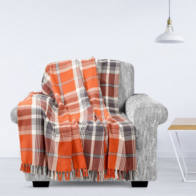 Ehc Highland Large Cotton Throw For Sofa, Double Bed, Armchair, 150Cm X 200Cm, Spice - image 1
