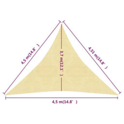 Berkfield Sunshade Sail 160 G/m2 Beige 4.5X4.5X4.5 M Hdpe - thumbnail 6
