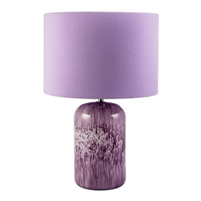 Happy Homewares Modern Lavender Lilac Marble Drip Snowflake Glass Lamp With Shade - image 1