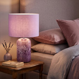 Happy Homewares Modern Lavender Lilac Marble Drip Snowflake Glass Lamp With Shade - thumbnail 6