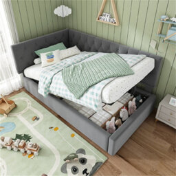 Abrihome Velvet Daybed With Hydraulic Storage (90X190Cm), Ottoman Single Sofa Bed & Metal Slatted Frame, Grey  (No Mattress) - thumbnail 8
