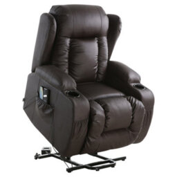 More4Homes Caesar Single Motor Electric Rise Recliner Bonded Leather Armchair Electric Lift Riser Chair (Brown) - thumbnail 4