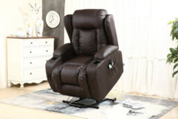 More4Homes Caesar Single Motor Electric Rise Recliner Bonded Leather Armchair Electric Lift Riser Chair (Brown)