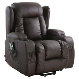 More4Homes Caesar Single Motor Electric Rise Recliner Bonded Leather Armchair Electric Lift Riser Chair (Brown) - thumbnail 2