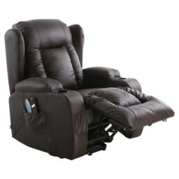 More4Homes Caesar Single Motor Electric Rise Recliner Bonded Leather Armchair Electric Lift Riser Chair (Brown) - thumbnail 3