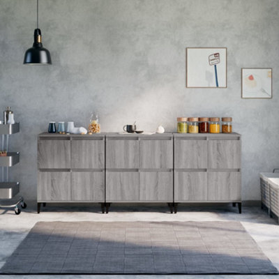 Berkfield Sideboards 3 Pcs Grey Sonoma 60X35X70 Cm Engineered Wood - image 1