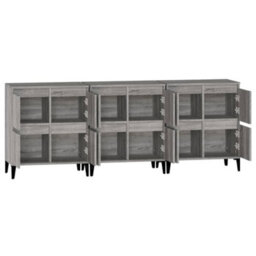 Berkfield Sideboards 3 Pcs Grey Sonoma 60X35X70 Cm Engineered Wood - thumbnail 7