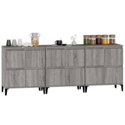 Berkfield Sideboards 3 Pcs Grey Sonoma 60X35X70 Cm Engineered Wood - thumbnail 4