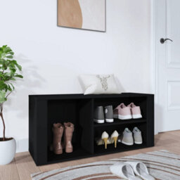 Berkfield Shoe Cabinet Black 100X35X45 Cm Engineered Wood - thumbnail 1
