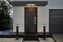 Stylish Ip44 Outdoor Wall Light - Black Aluminium Round Led Porch Lamp - thumbnail 3