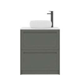 Royal Bathrooms Royal Bathroom Elmore 700mm Matt Green Freestanding Bathroom Vanity Unit 2 Drawer Plain White Worktop With Milan Basin - thumbnail 7