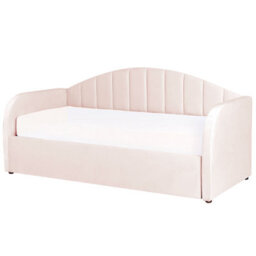 Beliani Trundle Bed Velvet Eyburie 90 X 200 Cm (Eu Single) Pastel Pink - thumbnail 4
