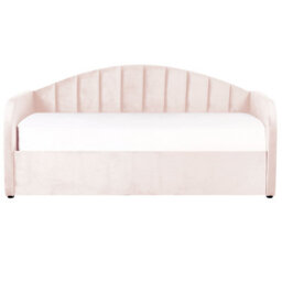 Beliani Trundle Bed Velvet Eyburie 90 X 200 Cm (Eu Single) Pastel Pink - thumbnail 6