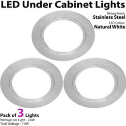 Brushed Nickel Round Flush Under Cabinet Kitchen Light Kit With Natural White Led - thumbnail 3