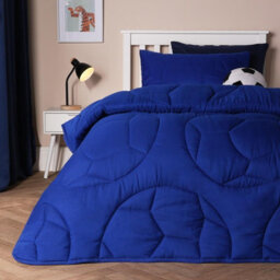 Ohs Football Coverless 7.5 Tog Duvet Pillowcase Set Embossed Quilt, Single - Blue - thumbnail 1