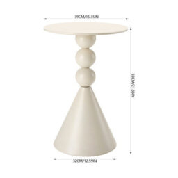 Living And Home Decorative Cream White Metal Side Table, 39Cm(Dia.) X 55Cm(H) - thumbnail 5