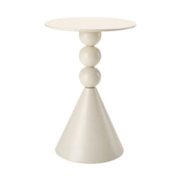 Living And Home Decorative Cream White Metal Side Table, 39Cm(Dia.) X 55Cm(H) - thumbnail 3