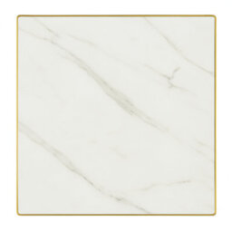 70Cm Square White Marble Effect Bistro Table With Brushed Gold Edge & Square Pedestal Base Dining Table For Home, Cafe, Resturant - thumbnail 5