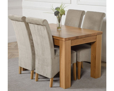 That's Furniture Dakota 127 X 82 Cm Chunky Oak Small Dining Table And 4 Chairs Dining Set With Montana Grey Fabric Chairs - image 1