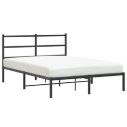 Berkfield Metal Bed Frame Without Mattress With Headboard Black 140X190Cm - thumbnail 2
