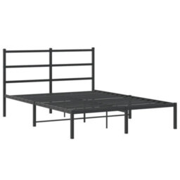 Berkfield Metal Bed Frame Without Mattress With Headboard Black 140X190Cm - thumbnail 3