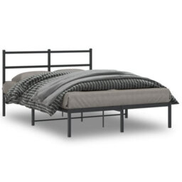 Berkfield Metal Bed Frame Without Mattress With Headboard Black 140X190Cm - thumbnail 1