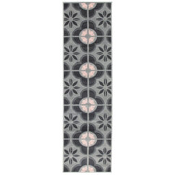 Bravich Hard Wearing Hessian Backed Stair Runner Kitchen Mat - Texas Pink & Grey Floral Tiles - 60X120Cm (2'x4') - thumbnail 4