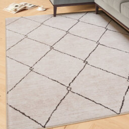 Loomed Beige Grey Trellis Modern Abstract Washable Living Room Area Rug 240Cm X 330Cm - thumbnail 1
